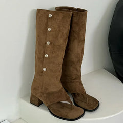 Elegant Chunky Heel Stylish Knee High Boots