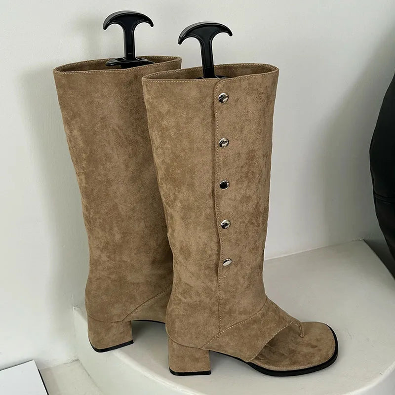 Elegant Chunky Heel Stylish Knee High Boots