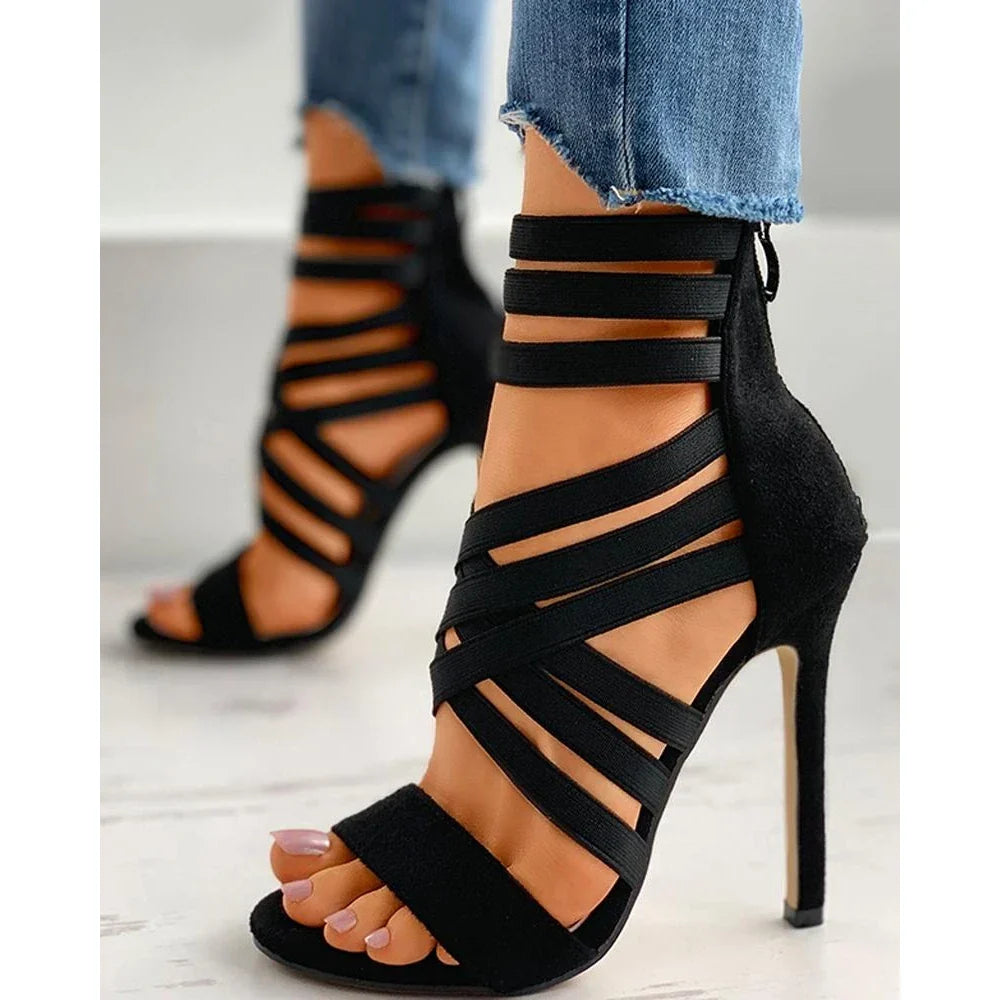 Cisscross Peep Toe High Heel Slingback Casual Thin Heels High Heel