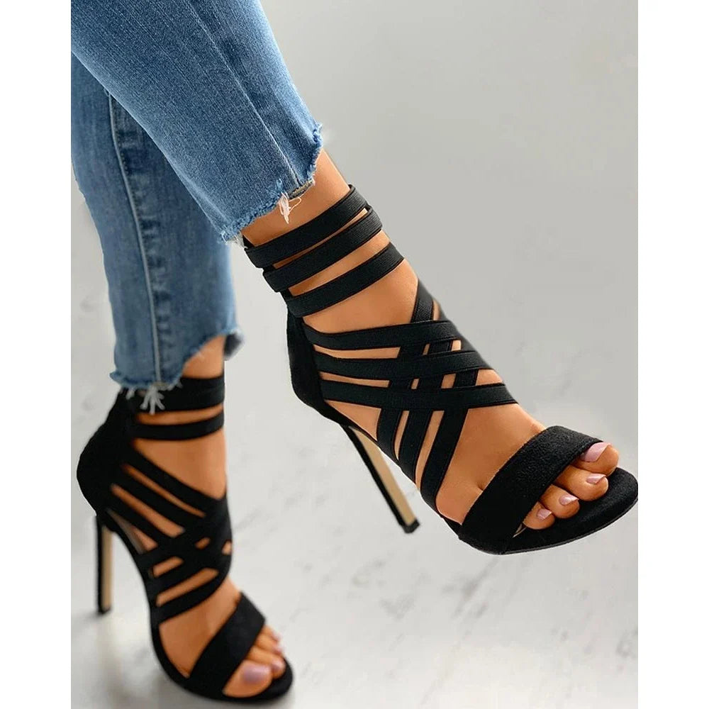 Cisscross Peep Toe High Heel Slingback Casual Thin Heels High Heel