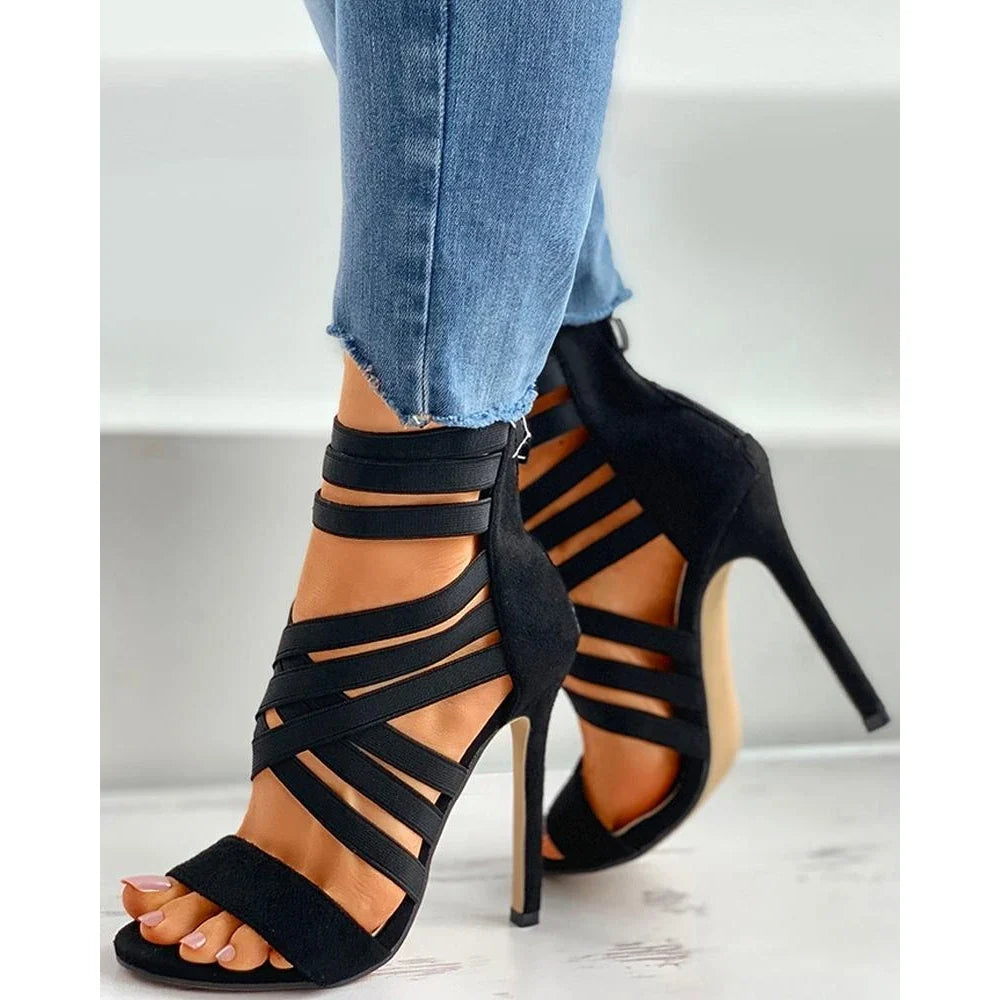Cisscross Peep Toe High Heel Slingback Casual Thin Heels High Heel