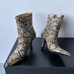 Comfortable Elegant Short Zipper Snakeskin Knee High Boots