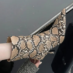 Comfortable Elegant Short Zipper Snakeskin Knee High Boots