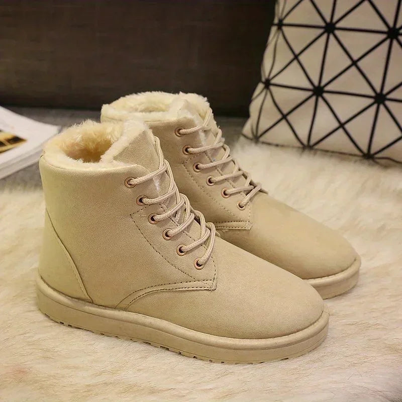 Thermal Lace Up Plush Lined Warm Outdoor Short Snow Boot