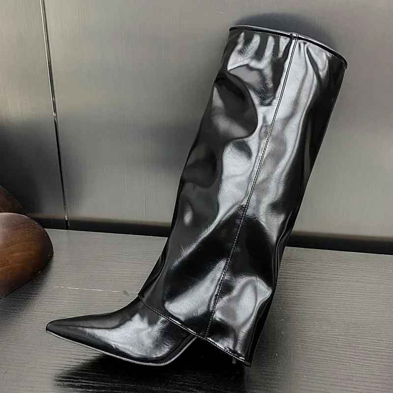 Footwear Thin Heels Pointed Toe Slip On Modern Knee High Boots