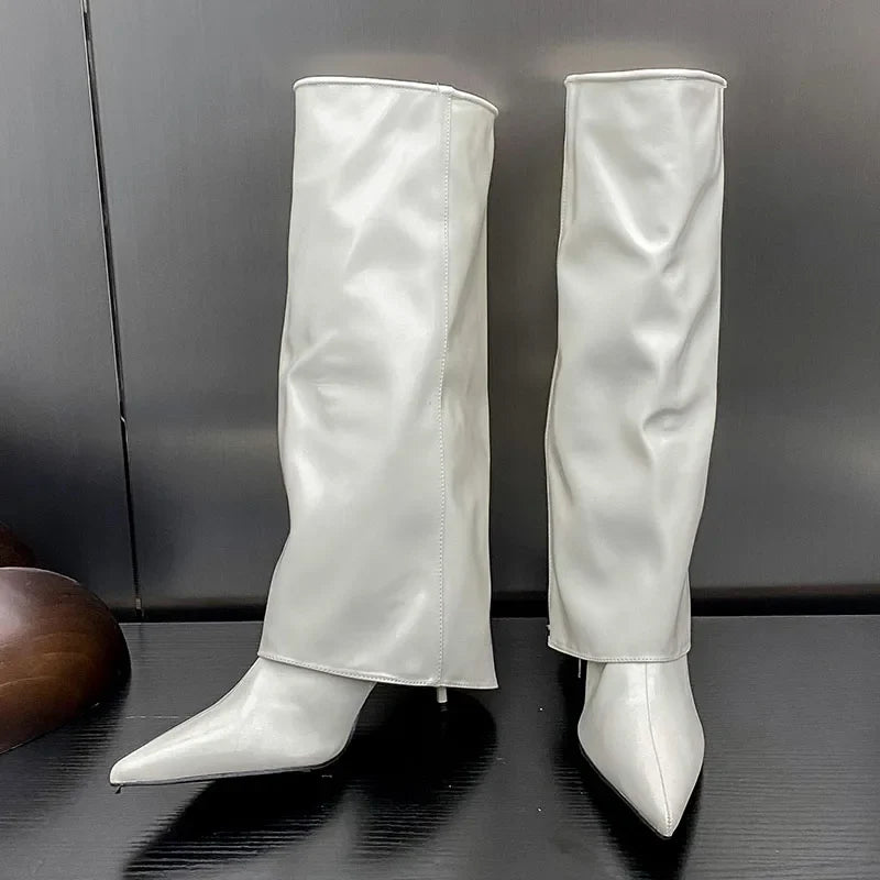 Footwear Thin Heels Pointed Toe Slip On Modern Knee High Boots