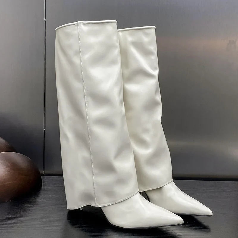 Footwear Thin Heels Pointed Toe Slip On Modern Knee High Boots