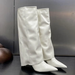 Footwear Thin Heels Pointed Toe Slip On Modern Knee High Boots
