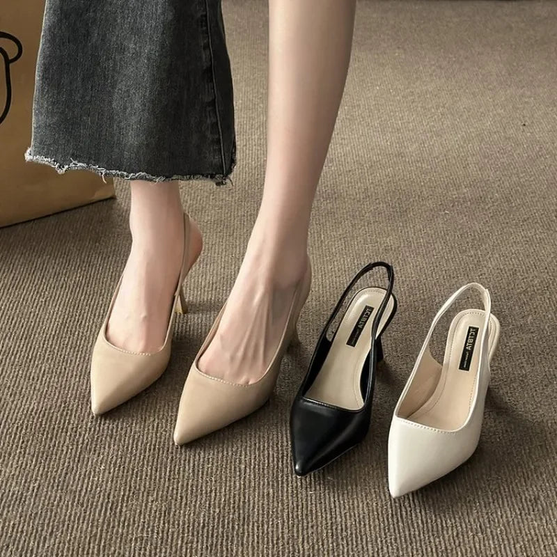 Stylish Open Toe New Elegant Simple High Low Heel Pumps