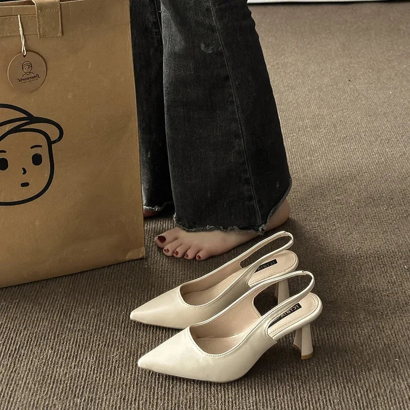 Stylish Open Toe New Elegant Simple High Low Heel Pumps
