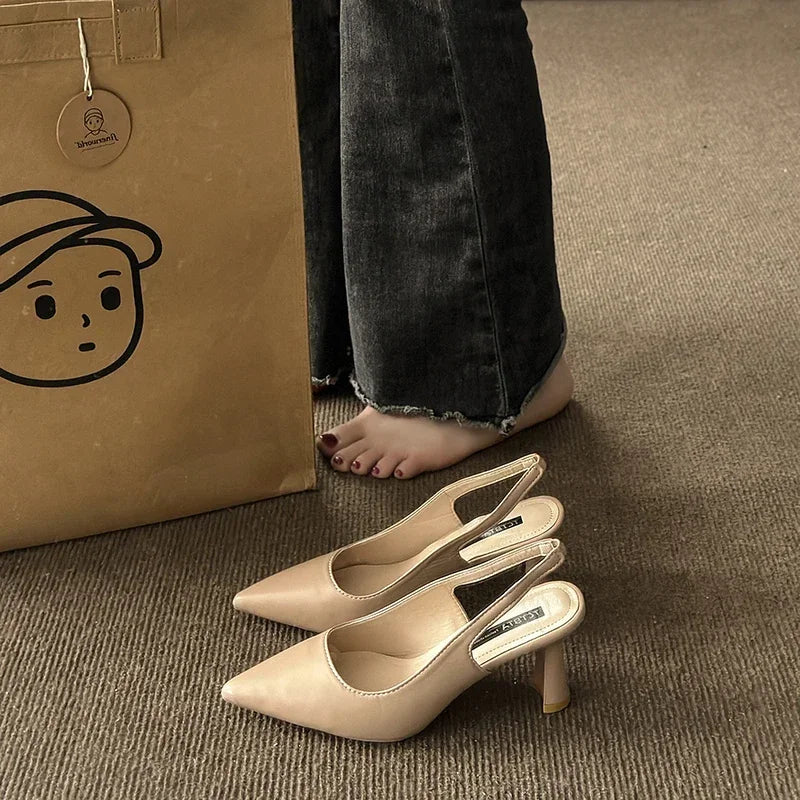 Stylish Open Toe New Elegant Simple High Low Heel Pumps