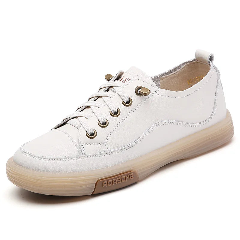 Genuine Leather Slip On Flats Moccasins Women's Casual Spring Autumn Skateboard