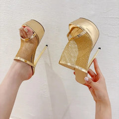 Golden/silver Thin high heel platform breathable outdoor High Heel