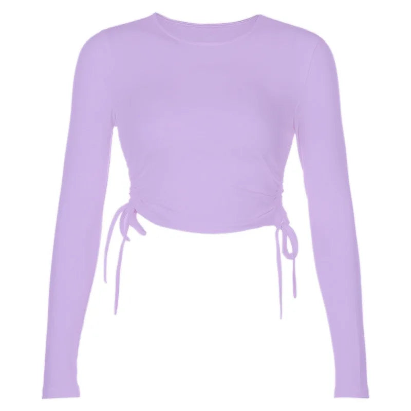 Sexy O-Neck Long Sleeve Bodycon Cropped Tops
