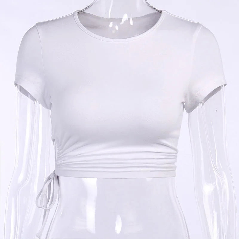 White T shirt Crop Tops