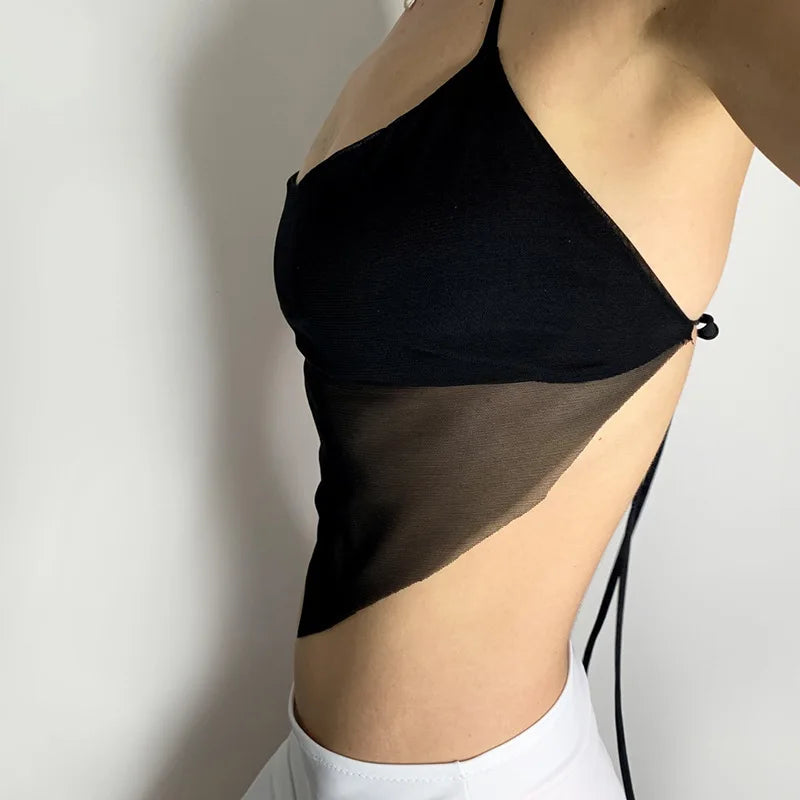 Sexy Transparent y2k Mesh Halter Tops