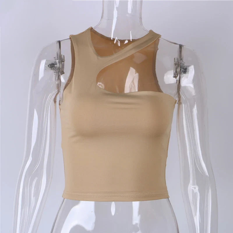 Cut Out Sexy Crop Off Shoulder Solid Skinny Sport Short Tops