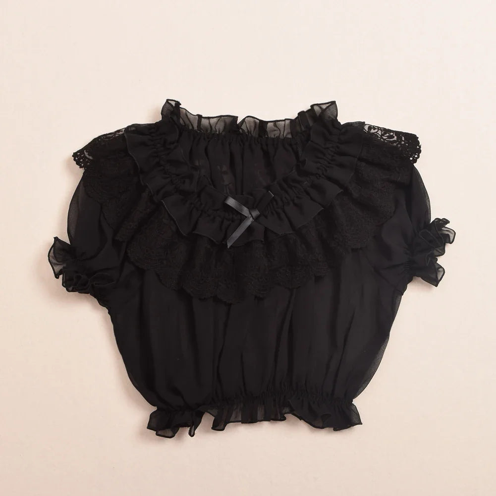 Chiffon Blouse Cute Lolita Off Shoulder Crop Tops