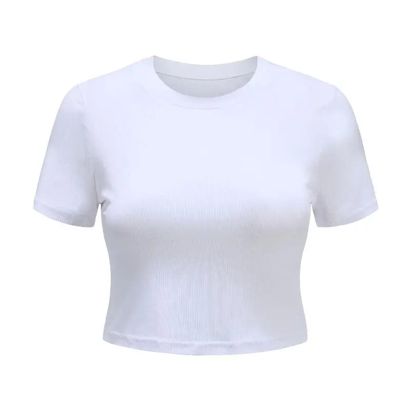 O Neck Knit White Crop Top