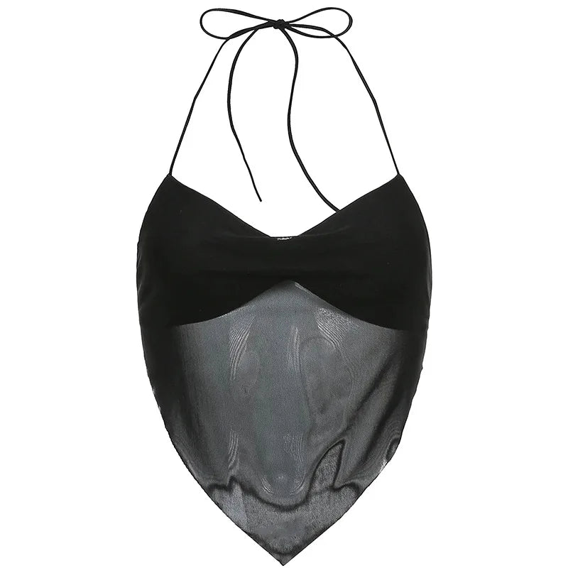 Sexy Transparent y2k Mesh Halter Tops