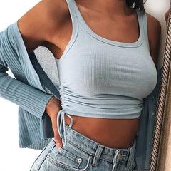 Ruched Sleeveless Tank Tops