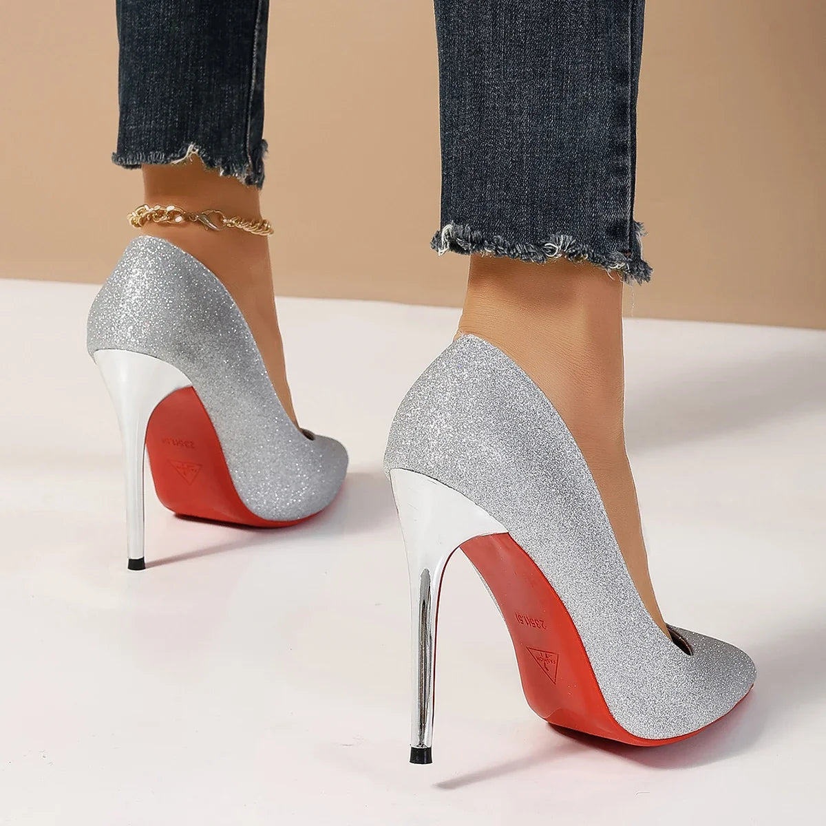 Designer Pointed Toe Red Bottom Party High Heels High Heel
