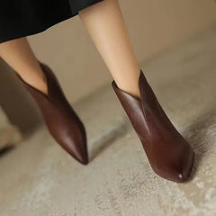 High Quality Commuting Office Pointed Toe Women's Ankle Boots Zipper Low Heel Pumps