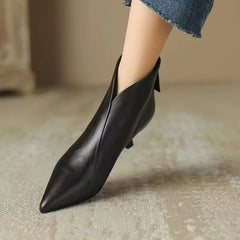 High Quality Commuting Office Pointed Toe Women's Ankle Boots Zipper Low Heel Pumps