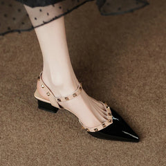 Classic Rivet Design Casual Women's Slingback Dating Shoes Low Heel Pumps