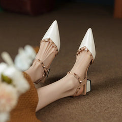 Classic Rivet Design Casual Women's Slingback Dating Shoes Low Heel Pumps
