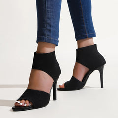 Hot Designer Knitted High Heel Open Toe Leopard Print High Heel