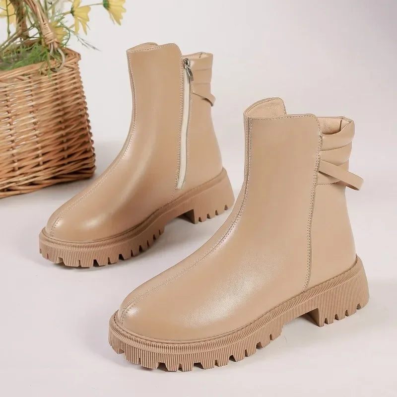 Round Toe Modern High Quality Plus Size Versatile Ankle Boot