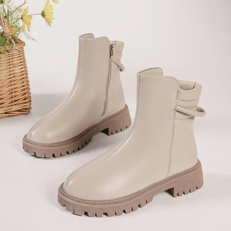 Round Toe Modern High Quality Plus Size Versatile Ankle Boot
