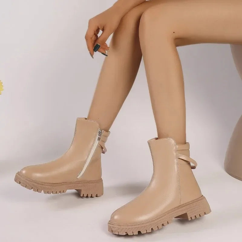 Round Toe Modern High Quality Plus Size Versatile Ankle Boot