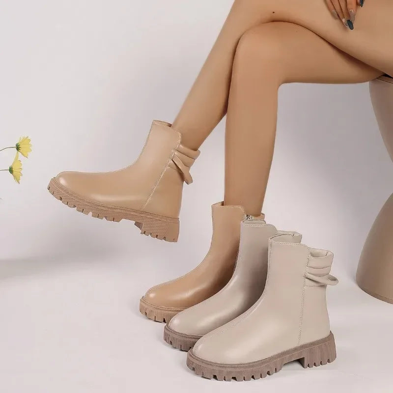 Round Toe Modern High Quality Plus Size Versatile Ankle Boot