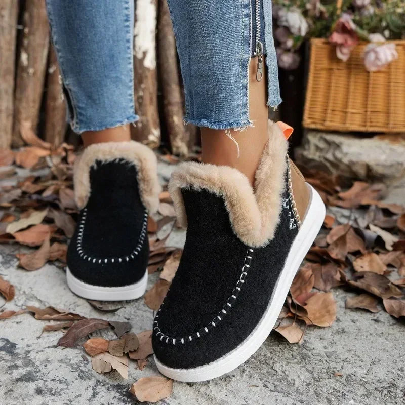 Hot Sale Shoes Sleeve Women's Boots Round Toe Plush Fleece