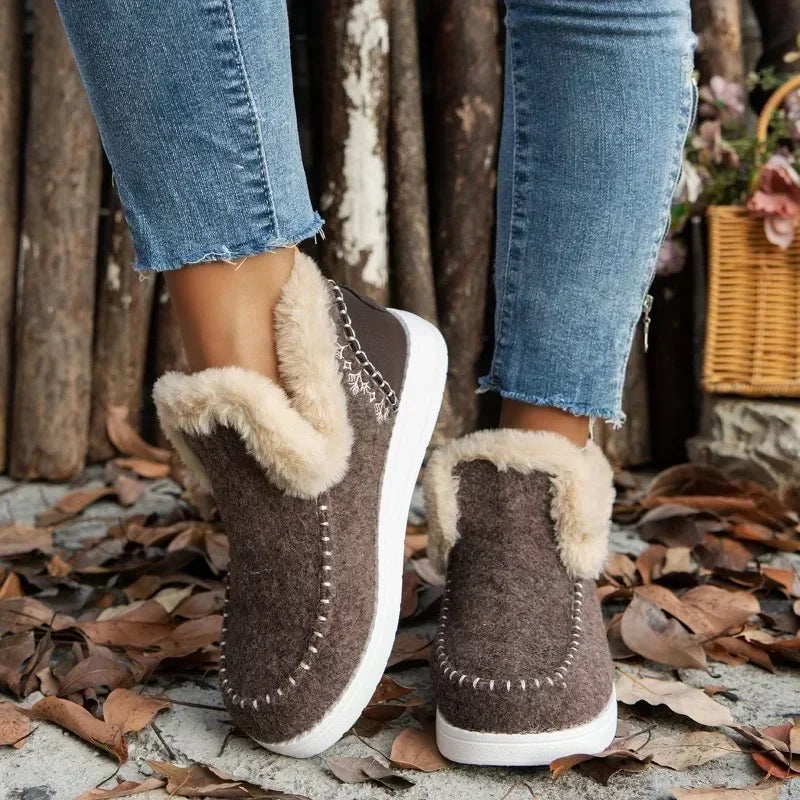 Hot Sale Shoes Sleeve Women's Boots Round Toe Plush Fleece