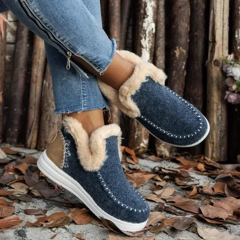 Hot Sale Shoes Sleeve Women's Boots Round Toe Plush Fleece