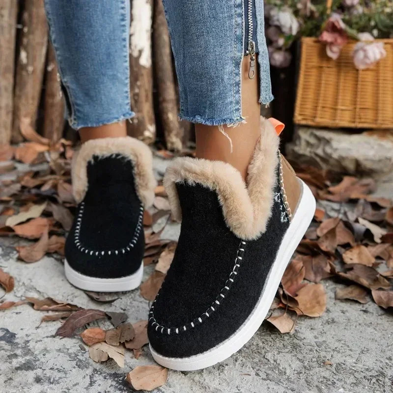 Hot Sale Shoes Sleeve Women's Boots Round Toe Plush Fleece