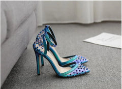 Hot Colorful Rivet Transparent PVC Buckle Strap Party High Heel