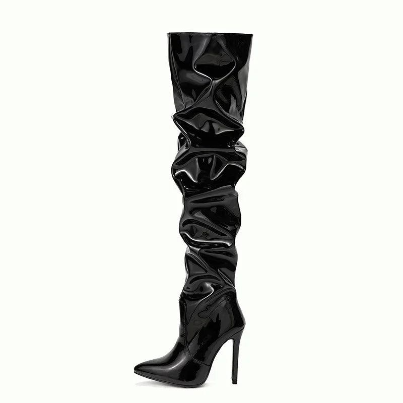 Modern Hot Autumn Patent Leather Over-the-knee Slim High Heel