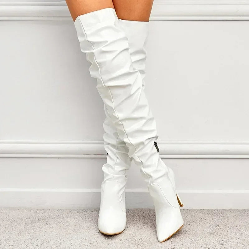 Modern Hot Autumn Patent Leather Over-the-knee Slim High Heel
