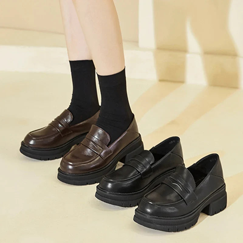 Lolita JK Japan Style Mid Heels PU Leather Students Loafers