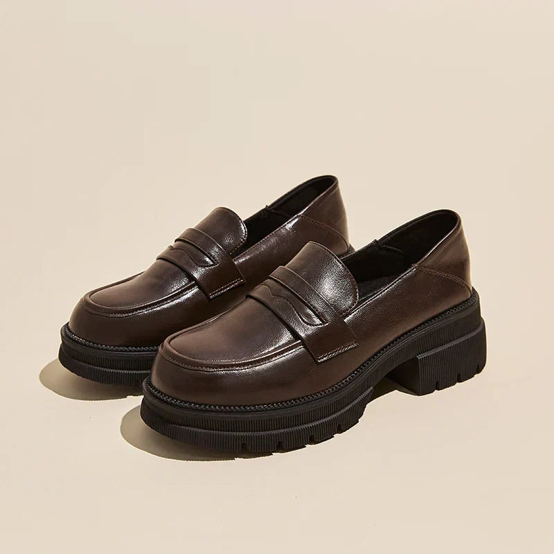Lolita JK Shallow Mid Heels PU Leather Japan Style Students Loafers