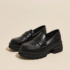 Lolita JK Shallow Mid Heels PU Leather Japan Style Students Loafers