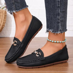 Solid Soft Sole Comfortable Slip On Casual Autumn Round Toe Flats Loafers