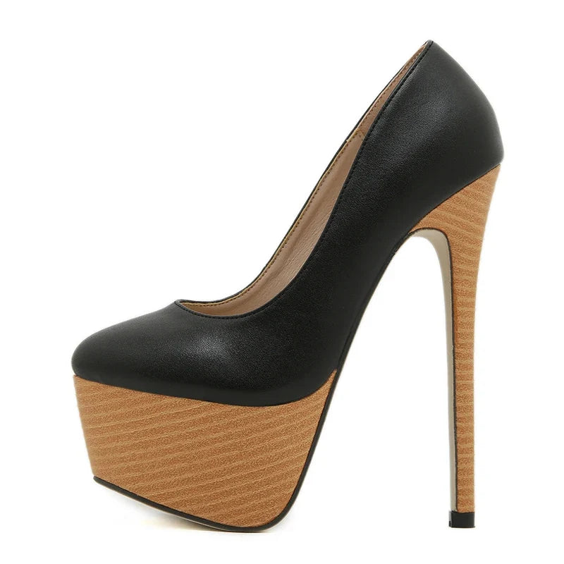 New Arrival Woodiness Platform Slingback Super High High Heel