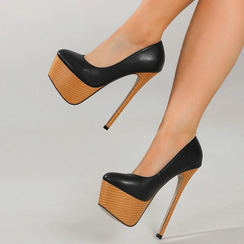 New Arrival Woodiness Platform Slingback Super High High Heel