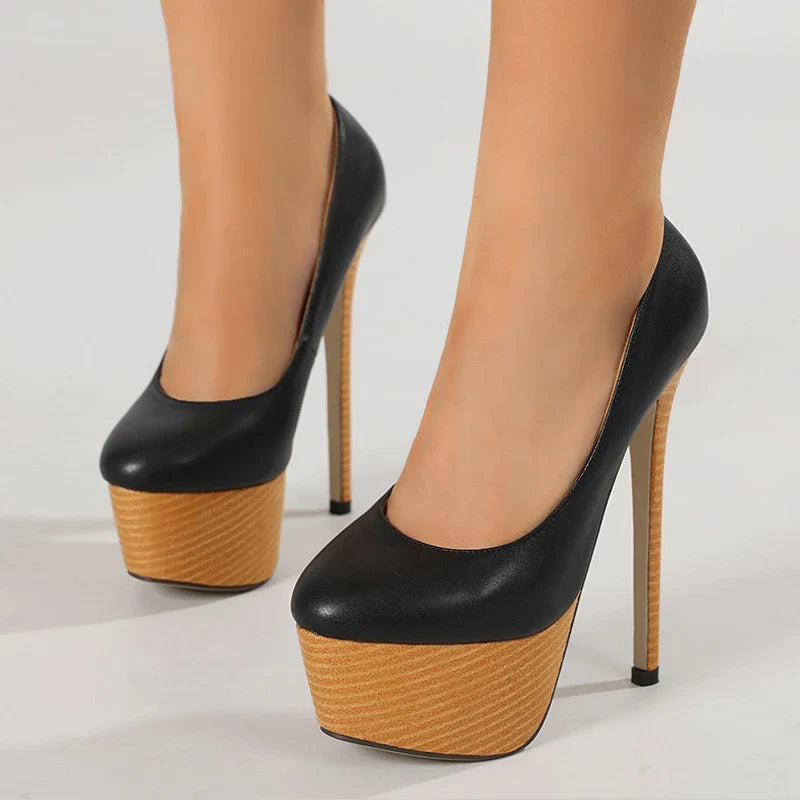 New Arrival Woodiness Platform Slingback Super High High Heel