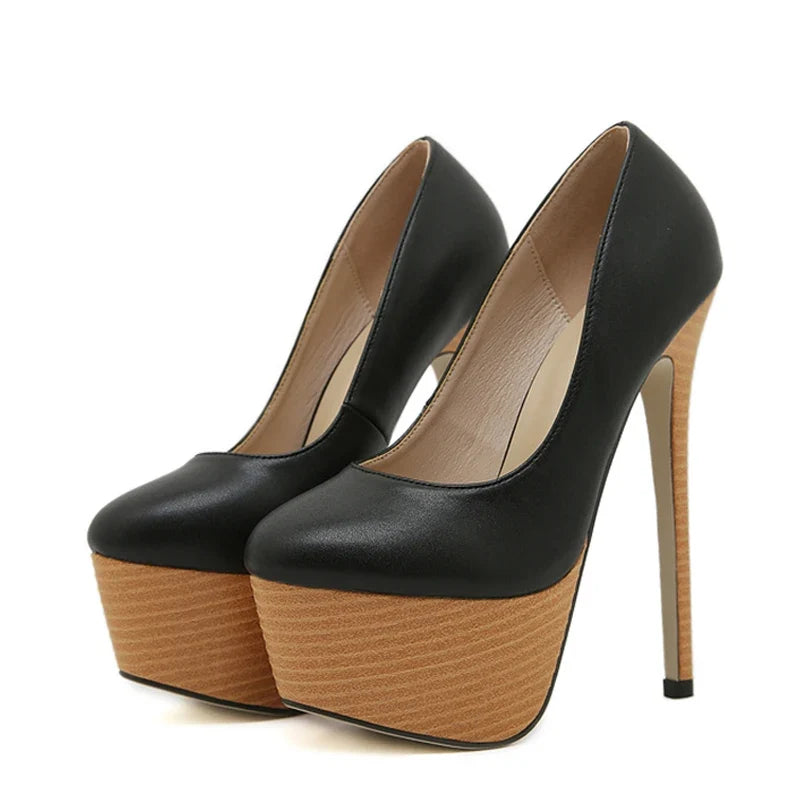 New Arrival Woodiness Platform Slingback Super High High Heel